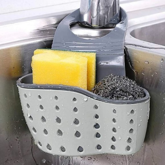 2pcs Adjustable Snap Sink Sponge Holder, Kitchen Hanging Drain Basket - Picture 3 of 4